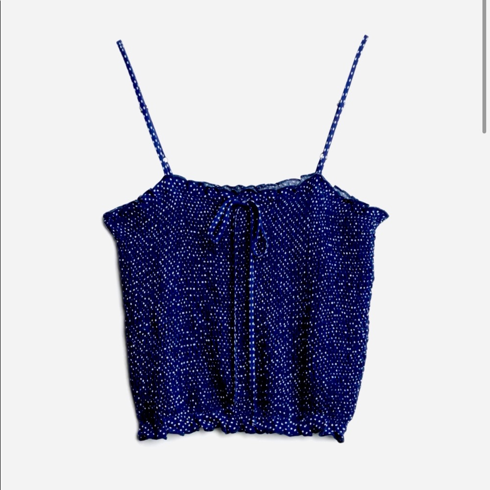 STITCH FIX Navy Blue Polka Dot Crop Top